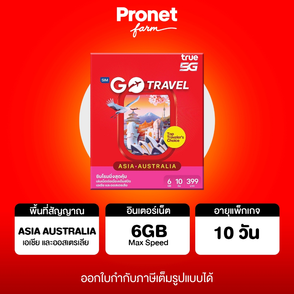 ซิมท่องเที่ยว ต่างประเทศ True Travel  Asia และ True Travel World