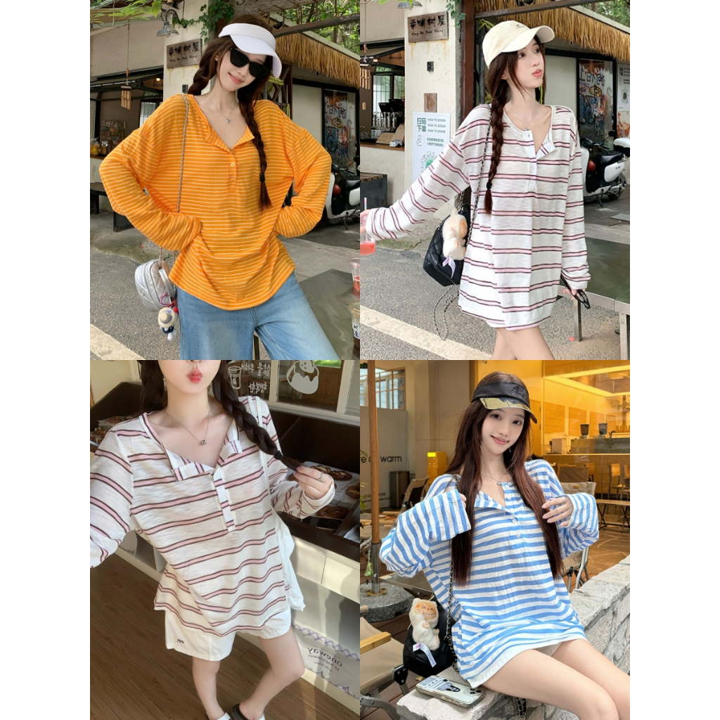 เสื้อแขนยาวผู้หญิง เสื้อยืดผู้หญิง มี4สี แมทช์ง่ายมาก ดูผอม สไตล์เกาหลี #22212