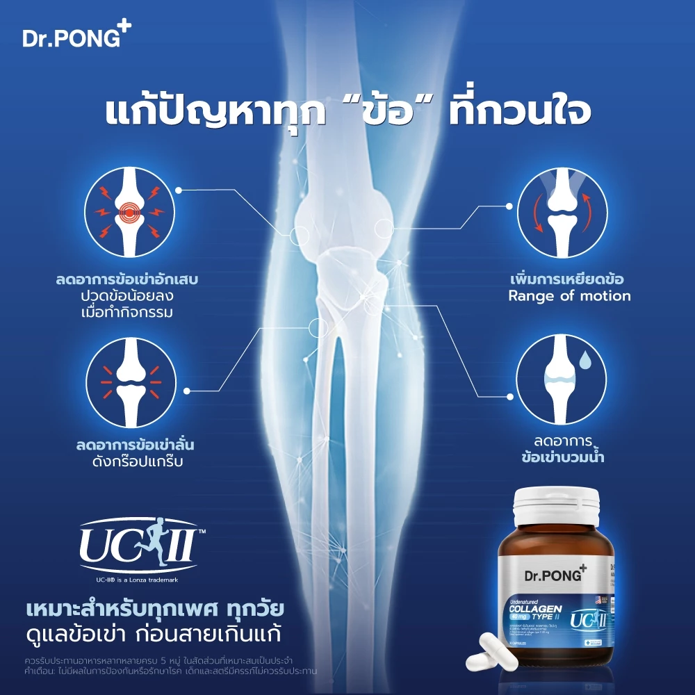 [ช้อปครบ รับฟรี] Dr.PONG Undenatured collagen type II 40 mg ดอกเตอร์พงศ์ อันดีเนเจอร์ คอลลาเจน ไทป์-ทู 40 มิลลิกรัม thumbnail 8