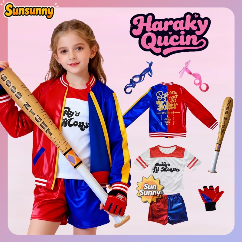 ชุดฮาร์ลี่ย์ควินท์ ชุดคอสเพลย์แฟนซี Suicide Squad Harley Quinn สําหรับเด็กผู้หญิง เหมาะกับฮาโลวีน Ha