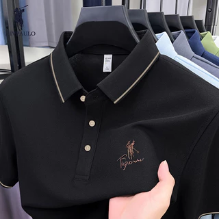 DIVPOLO 2321-Fเสื้อโปโลผู้ชาย สไตล์สปอร์ต แขนสั้น ผ้าฝ้ายแท้ ใส่สบาย เสื้อโปโล Unisex ผู้ชาย ผู้หญิง สีพื้น สไตล์มินิมอล