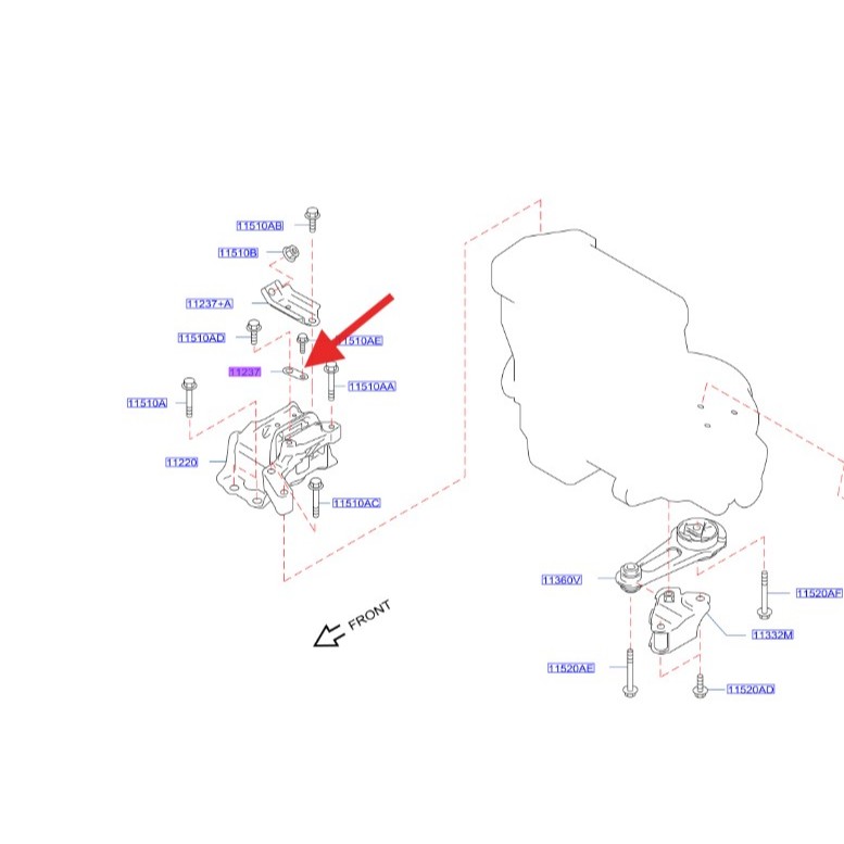 เหล็กยึดยางแท่นเครื่อง NISSAN MARCH , ALMERA **ของแท้** 112371HS3A