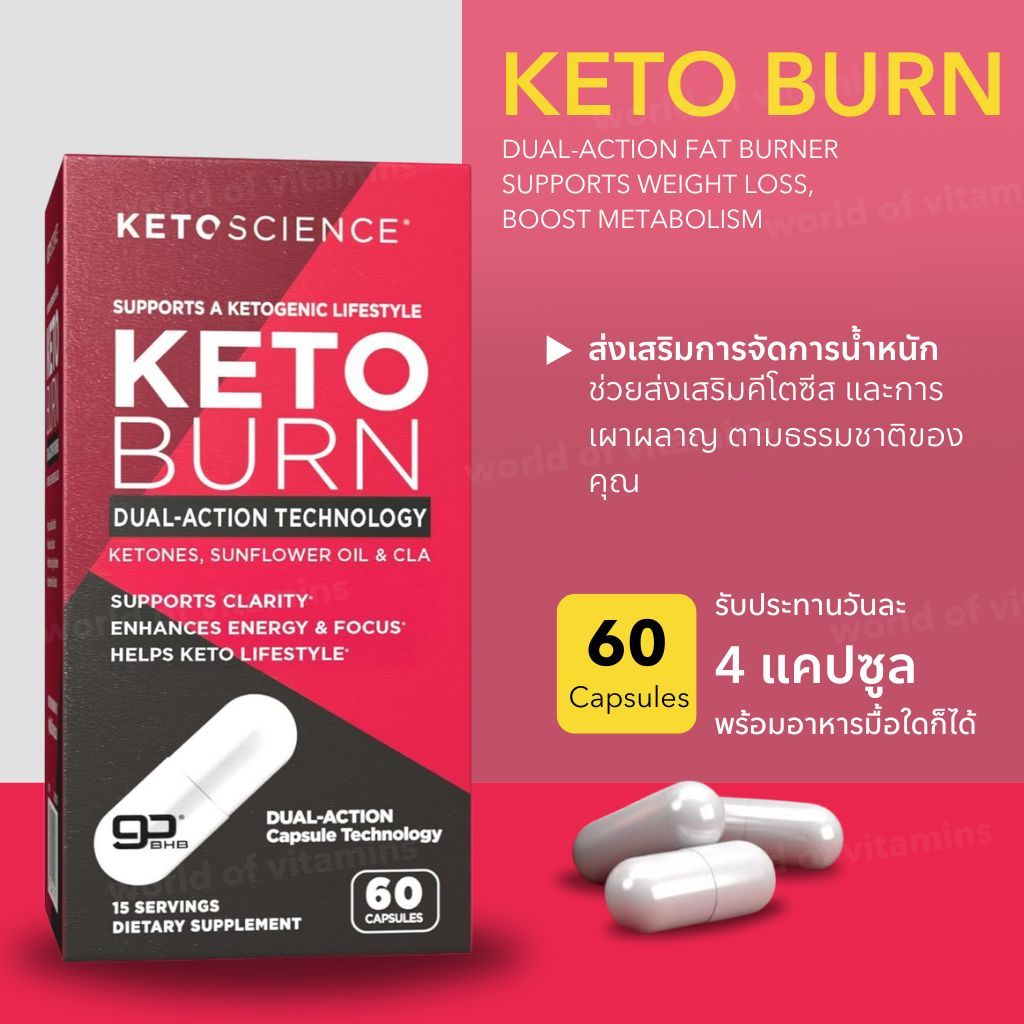 Keto Science Fat Support Supplement สูตรสำหรับสายคีโต , 60 Capsules (Sku.2360)