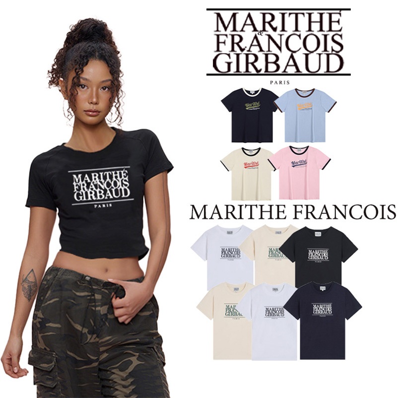 MARITHE W CLASSIC LOGO TEE [สินค้าเกาหลีแท้] เสื้อยืดแขนสั้น เสื้อตัวบนทรงหลวมสบาย ทรงเข้ารูป พร้อมจัดส่งทันที