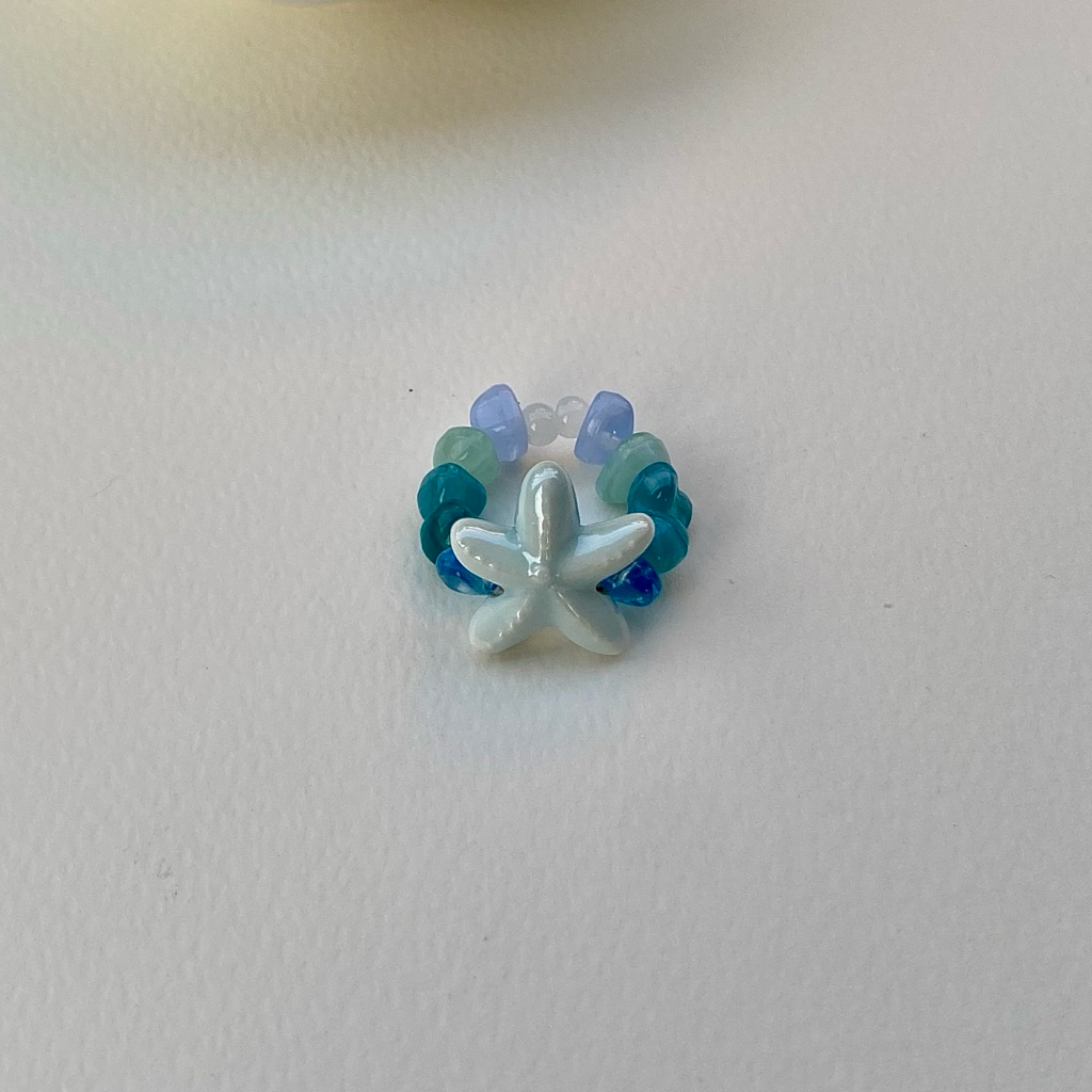 coocoabutter - แหวนปลาดาว (star of the tide)🌊⭐️ ลูกปัดหิน โทนฟ้าคราม