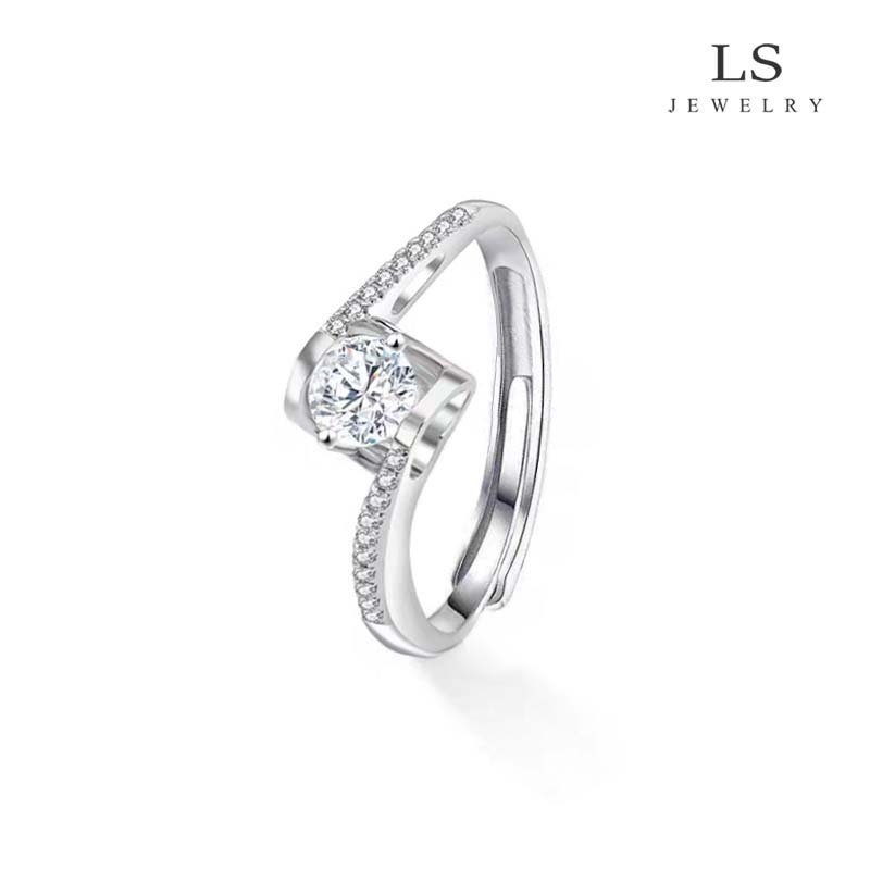 LS แหวนโรแมนติก แหวนลูกปัดกลม แหวนพัน r2916