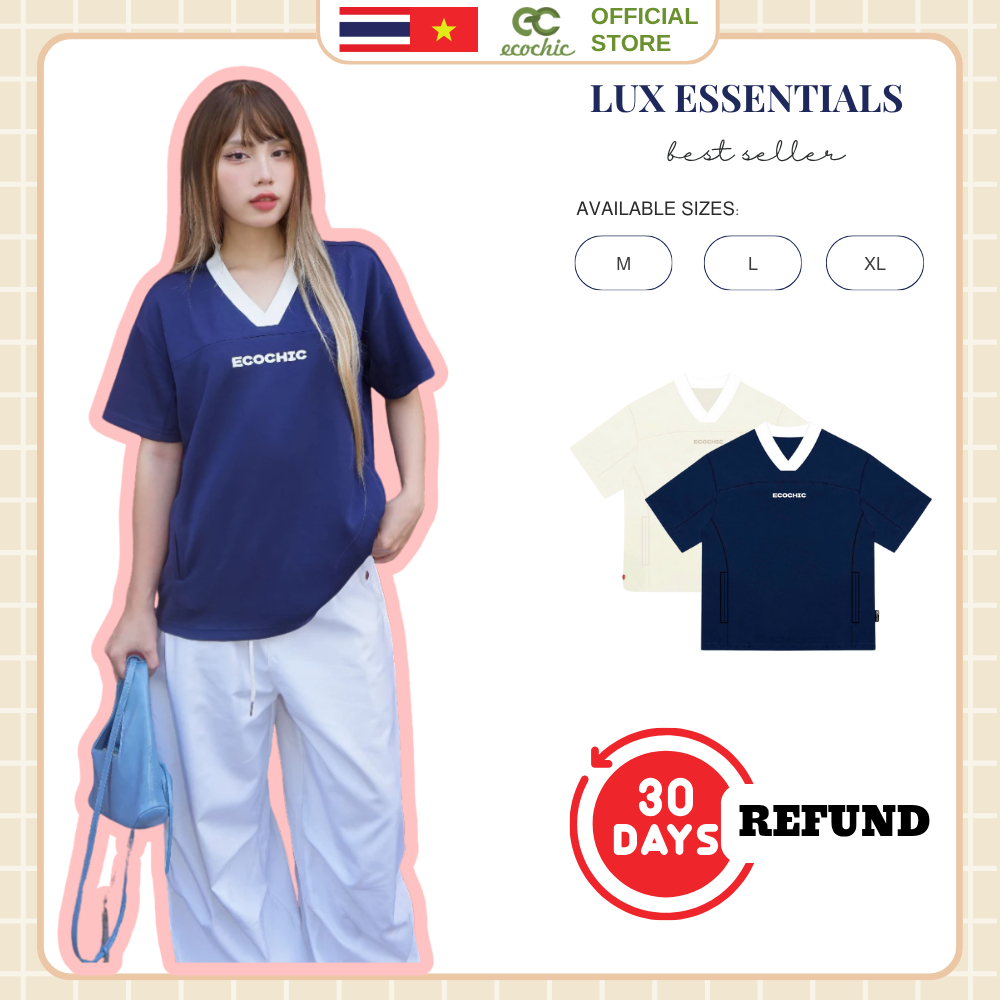 เสื้อยืด ECOCHIC LUX ESSENTIALS แบรนด์ท้องถิ่น ของแท้ Unisex ทรงพอดีตัว ผ้าฝ้ายพรีเมียม 100% รุ่นใหม่ B093