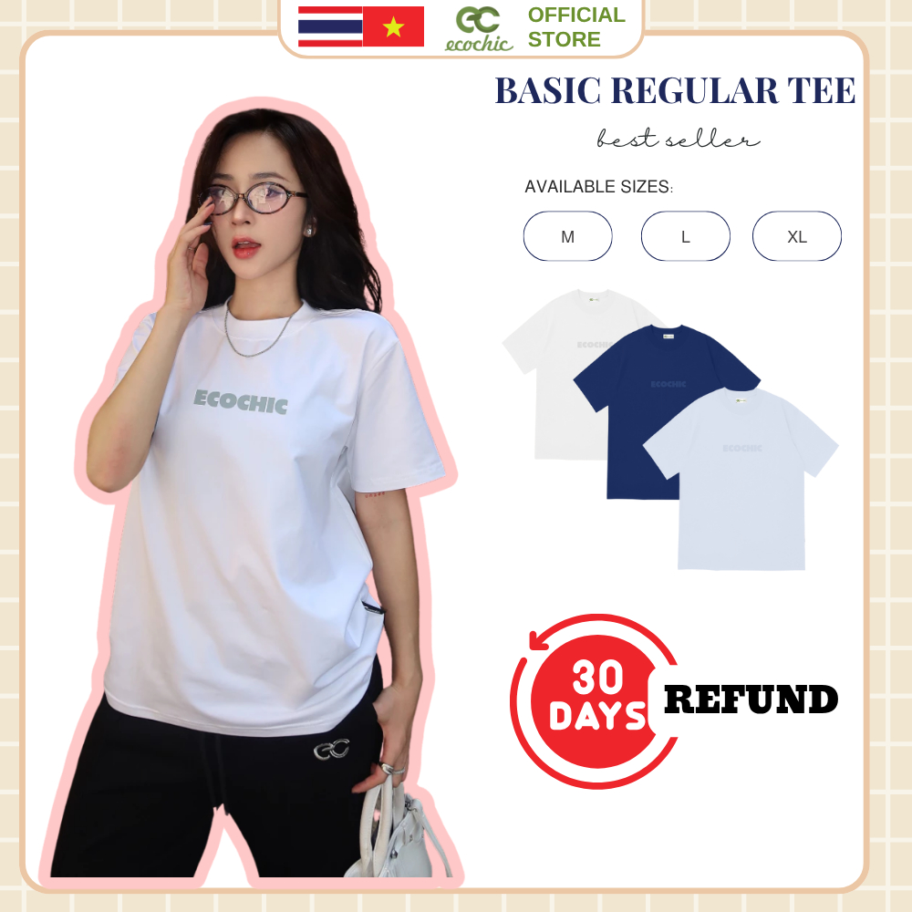 COD✅ (จัดส่งในกรุงเทพฯ) เสื้อยืดเบสิคโลโก้ ECOCHIC ทรงหลวม B081