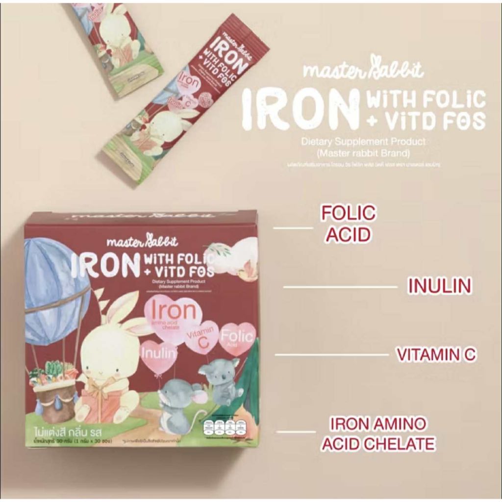 (ส่งด่วน/ส่งทันที🔥) (Live โค้ดโหด) ธาตุเหล็ก โฟลิกพลัส วิตดี Master Rabbit Iron Folic+Vit D มาสเตอร์แรบบิท ไอรอน โฟลิค - รูปที่ 6