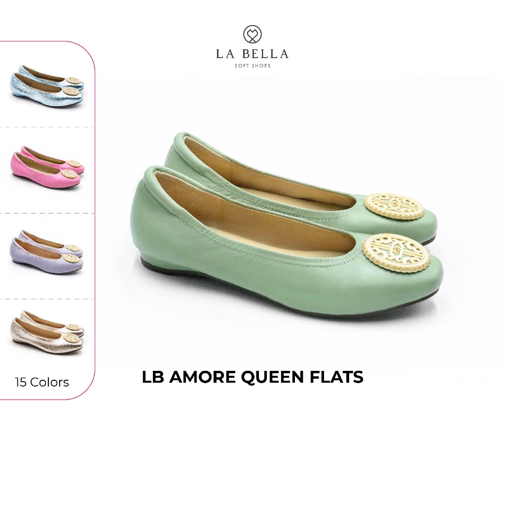 LA BELLA รองเท้าคัชชูหนังแกะ รุ่น LB AMORE QUEEN FLATS - COLORFUL