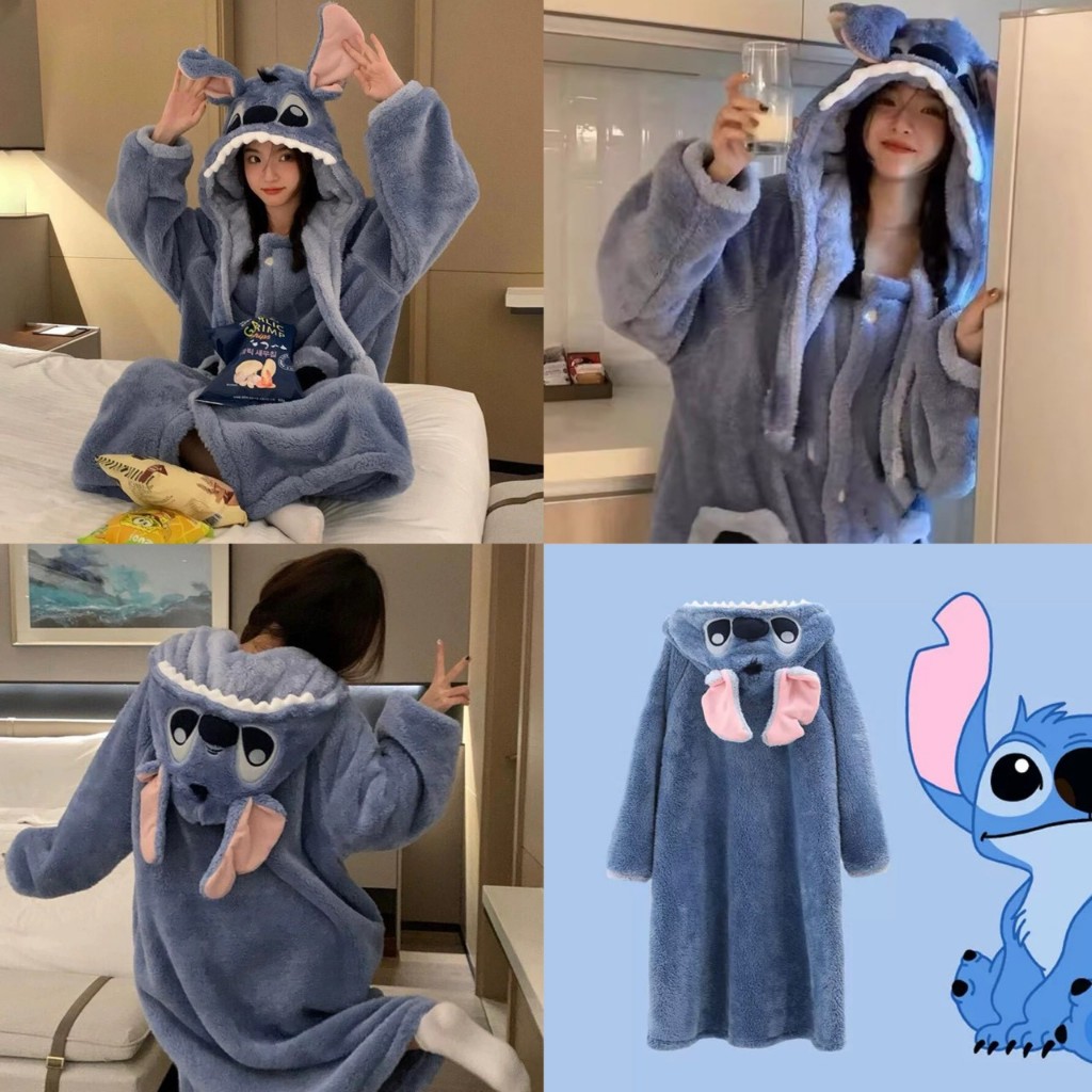 🫐ชุดนอนสติช ลิโล่แอนด์สติช Lilo&Stitch pajama คอสเพลย์ มาสคอต ชุดนอน แฟนซี ปาร์ตี้ เสื้อกันหนาว Stitch 19037