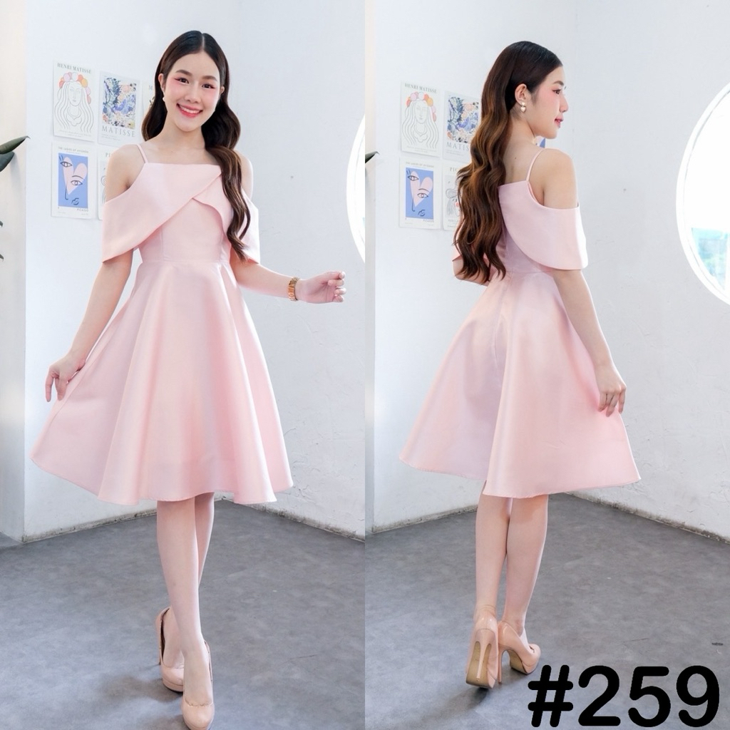 VG0259  สายเดี่ยว อกไขว้ใหญ่ ชุดไปงานแต่ง ชุดออกงาน เดรสเพื่อนเจ้าสาว [LUXURY707]