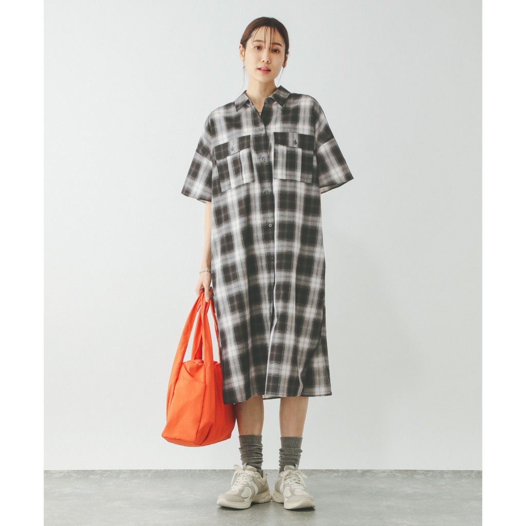 GLOBAL WORK ชุดเดรส ผ้าลินิน สัมผัสเย็นสบาย แห้งเร็ว Adjustable Length Linen Dress / Short Sleeves