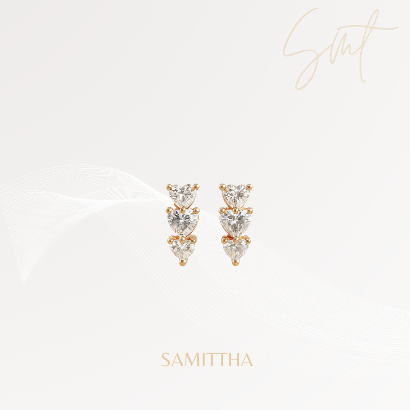 Heart earrings ต่างหูห่วงเพชรรูปหัวใจสีทองเรียบหรูดูแพงสุดๆ | samittha.official
