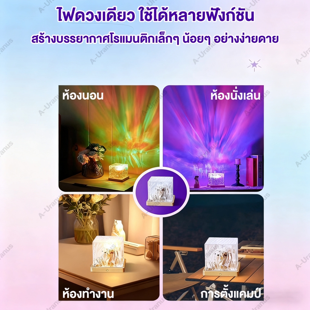 โคมไฟตั้งโต๊ะ LED ลายคลื่นน้ํา เปลี่ยนสีได้ โรแมนติก แฟชั่น สําหรับตกแต่งบ้าน 16 สี โคมไฟรูปน้ํา ตกแต่งห้อง โคมไฟคริสตัล รูปที่ 5