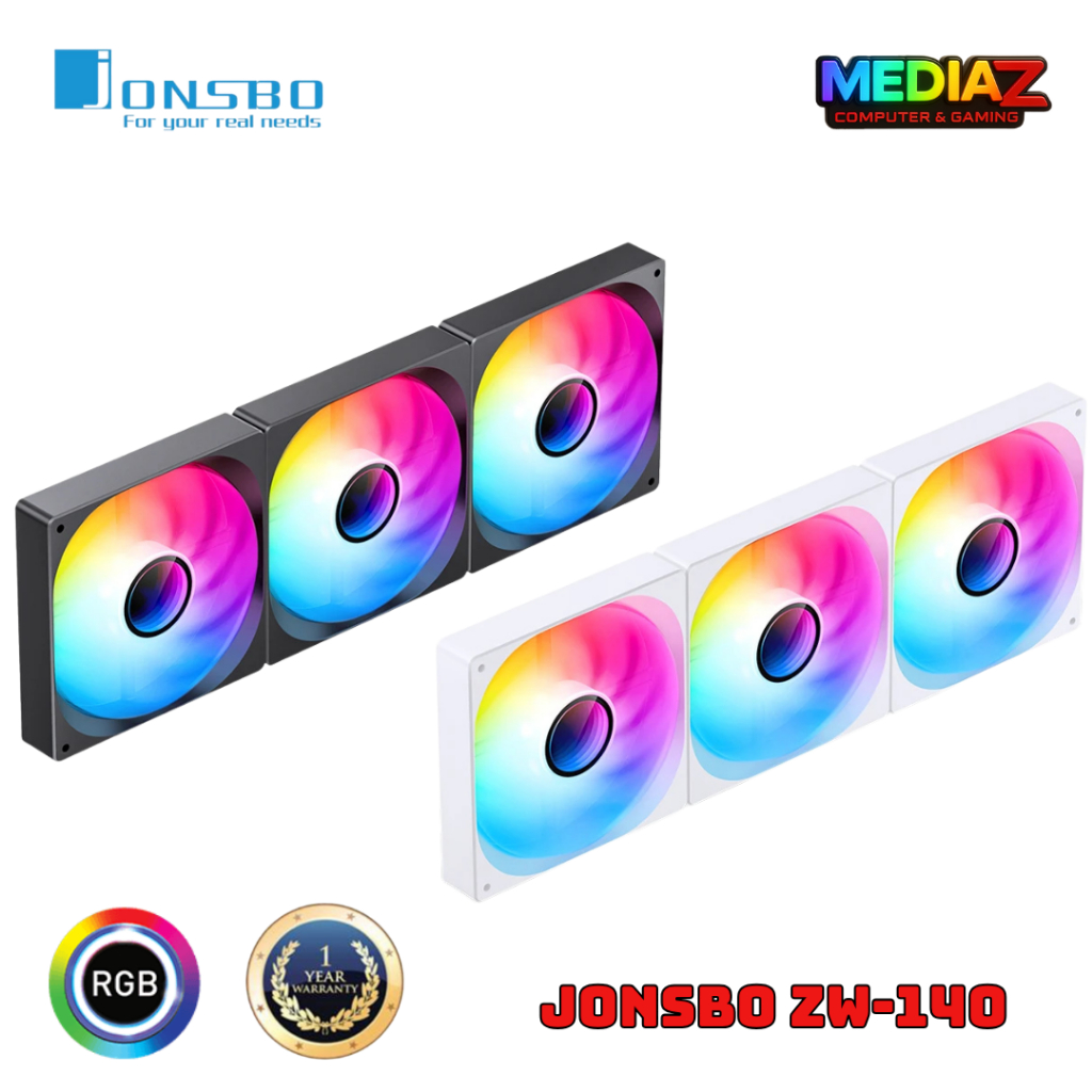 Jonsbo ZW-140 พัดลมคอมพิวเตอร์ ARGB 4PIN PWM PC 140 มม.พัดลมระบายความร้อน white black