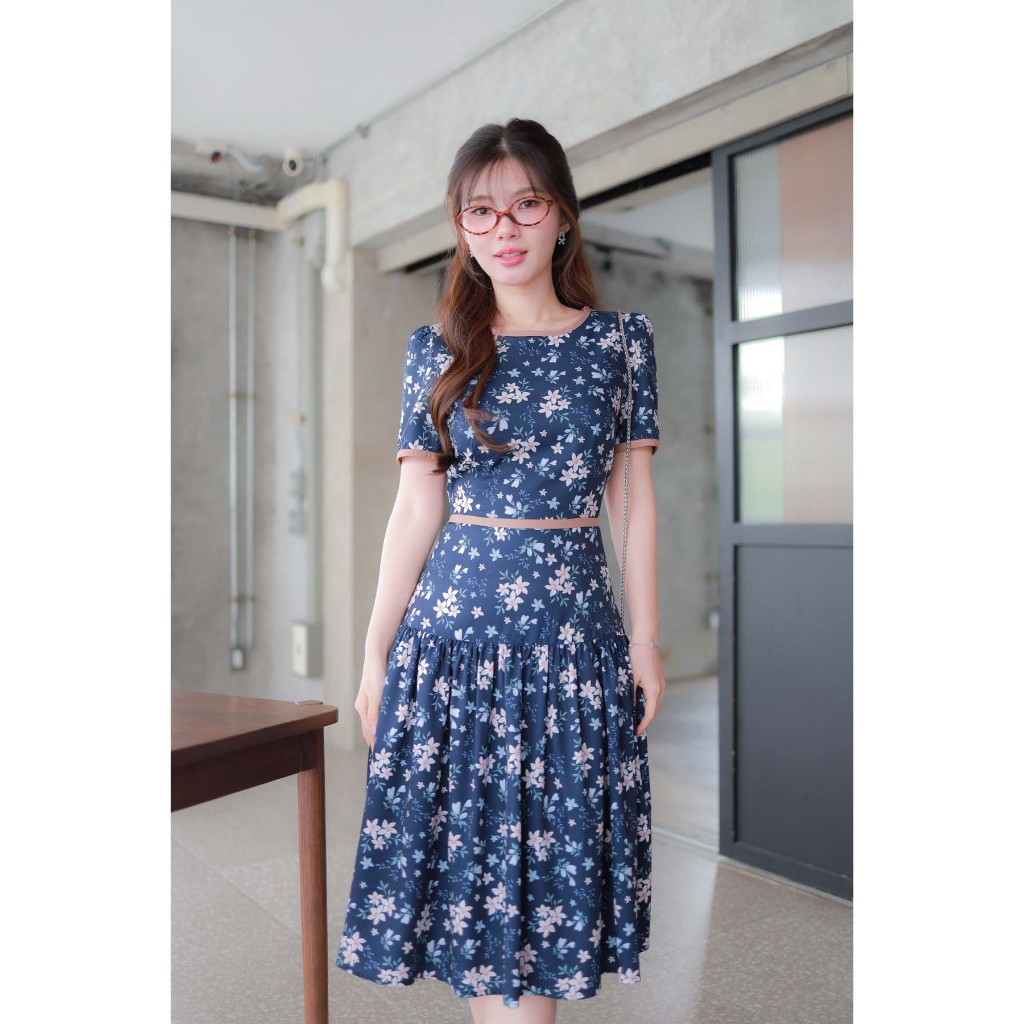 “Romi”Oil” Marina Dress K293 ชุดเดรสสีกรม (แต่งกุ๊นกระโปรงยาว) ราคา ถูกที่สุด ดีลบีเคเค แกลเลอรีภาพที่ 6