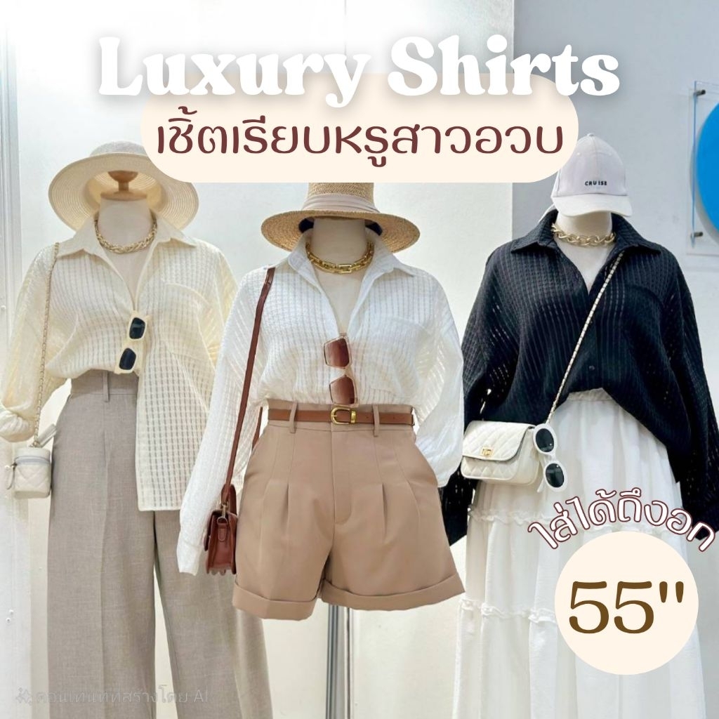 ส่งด่วน🛵เสื้อเชิ้ตแขนยาว อก40-55นิ้ว เรียบหรูดูดี ลุค Old money เชิ้ตทำงาน ผ้านำเข้า สาวอวบ ไซส์ใหญ่ MG20-0