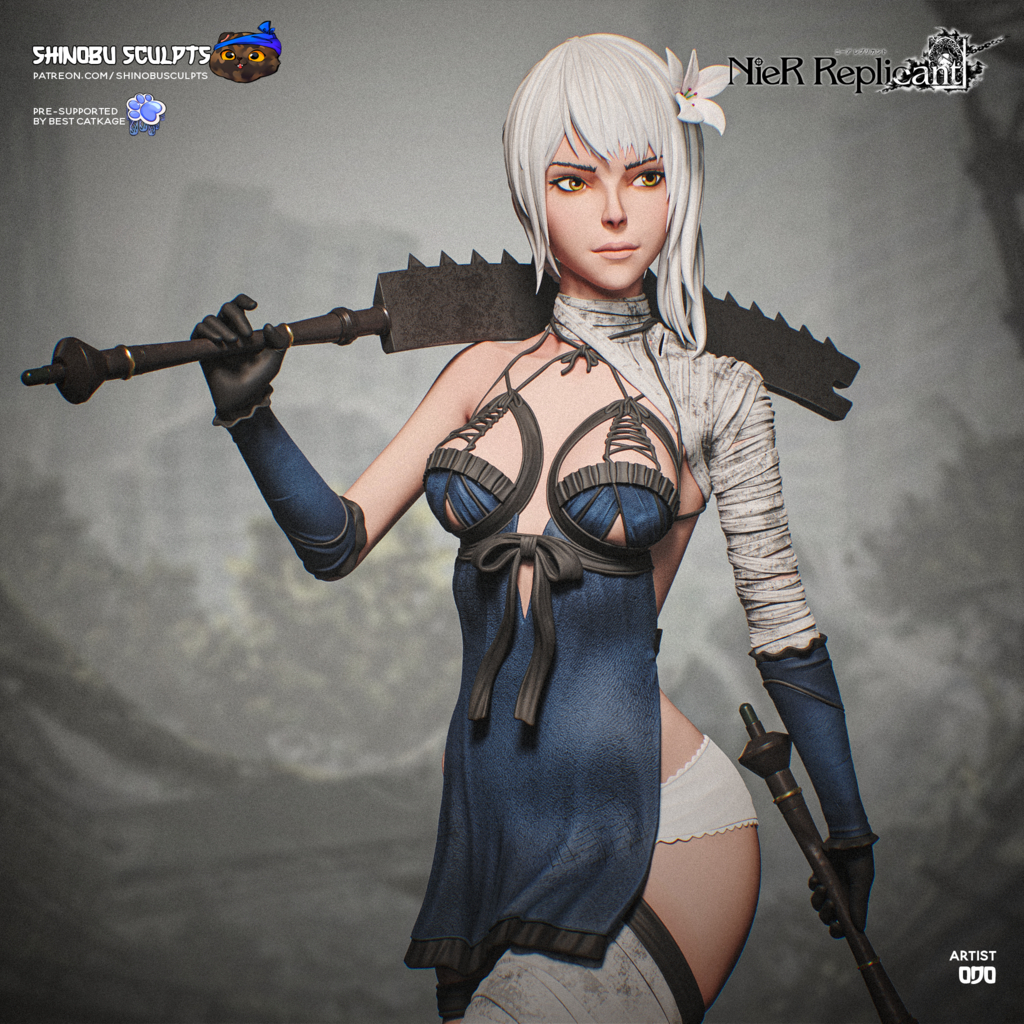 Kaine - NieR Replicant โมเดลการ์ตูน ฟิกเกอร์ Resin 3D Printing Model 1/8–1/6 [โมเดลเรซิ่นไม่ทำสี]