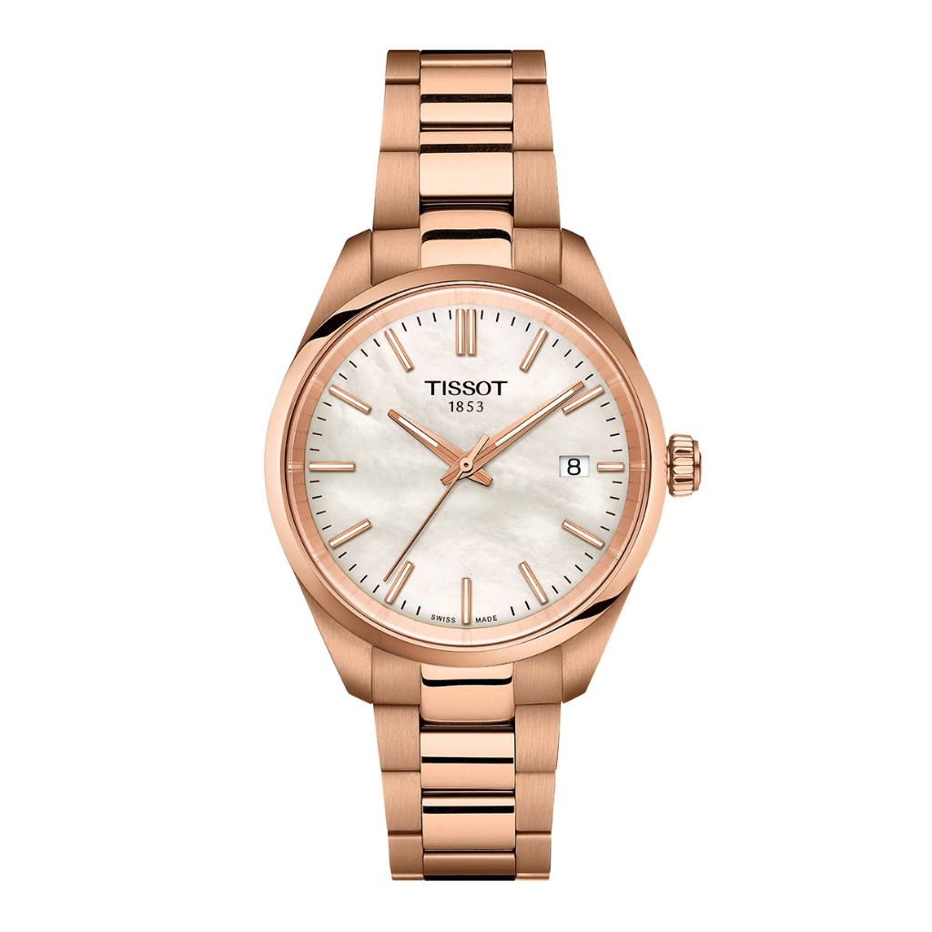 Tissot PR 100 34 mm ทิสโซต์ พีอาร์ 100 34 มม. มุกสีขาว โรสโกลด์ T1502103311100 นาฬิกาผู้หญิง