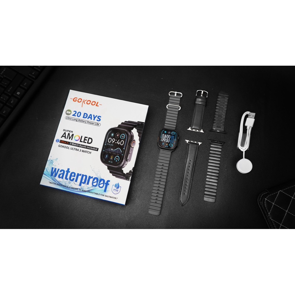 GOKOOL GK-U3W(ULTRA3WATCH) SUPER AMOLED / WATERPROOF /  3PAIRS STRAP / ULTRA LONG BATTERY  POWER LIF