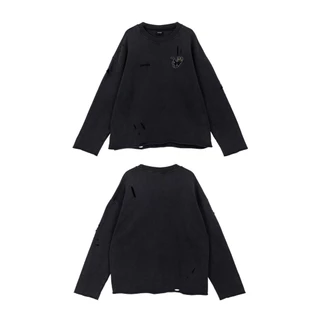 URTHE - เสื้อสเวตเตอร์ เเต่งขาด Oversize รุ่น TROUBLE PAWS SWEATER (SUPER BOSS Series)