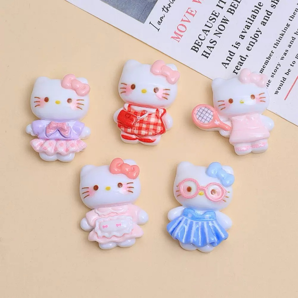 พร้อมส่ง #032 เรซิ่น คิตตี้ Kitty การ์ตูนเคลือบเงา ตกแต่ง diy ติดหลังโทรศัพท์ เคสมือถือ กิ๊บติดผม งานDIY