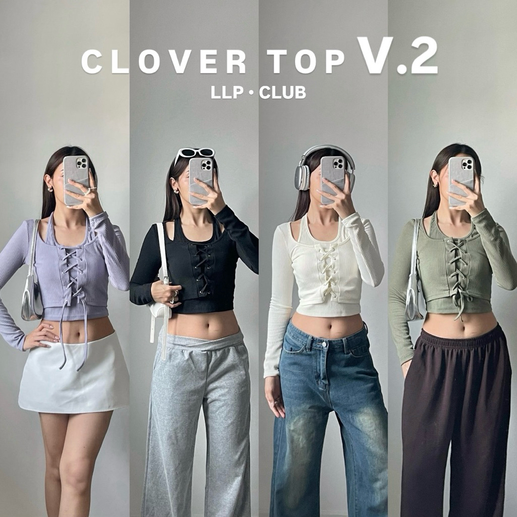 Lalapis | CLOVER TOP V.2🖤 เสื้อแขนยาวคล้องขอผูกหน้า