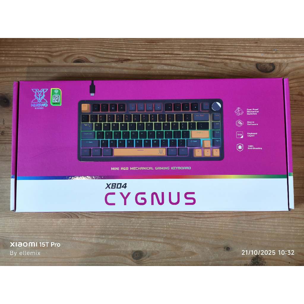 KEYBOARD (คีย์บอร์ด) NUBWO X804 CYGNUS RED SWITCH MINI RGB EN/TH - BLACK มือสอง ครบกล่อง ประกันศูนย์