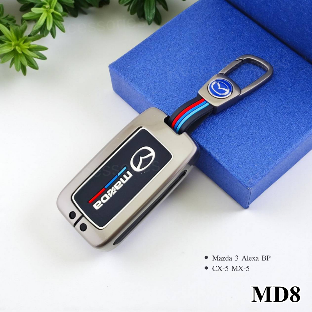 เคสกุญแจรถยนต์ Mazda3 Alexa BP CX-5 MX-5 โลหะ+ปุ่มซิลิโคน