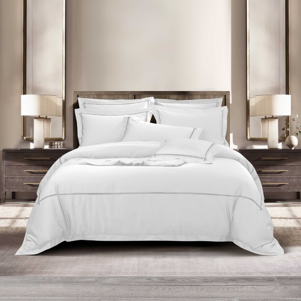 [ราคาโปร][สินค้าใหม่]Cannon ปลอกผ้านวม 6 ฟุต รุ่น Truluxe Moncler Solid & Emb ทอ 1250 เส้นด้าย