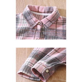 เสื้อเชิ้ตเด็ก เสื้อแขนยาวเด็ก ลายสก็อต กันหนาว ผ้านุ่ม ยูนิเซ็กส์ พร้อมส่ง ไซส์100-150