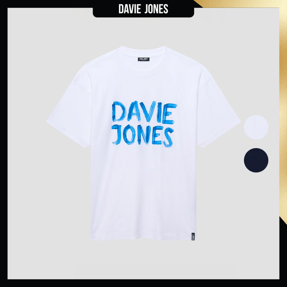 DAVIE JONES เสื้อยืด Logo Oversized Fit T-Shirt LG0157 สีขาว กรม