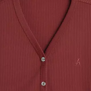 haas เสื้อคลุมแขนยาว คาดิแกน เสื้อกันหนาว ผู้หญิง ปัก "h" (V-Neck Ribbed Knit Cardigan) รหัส HBSK5369