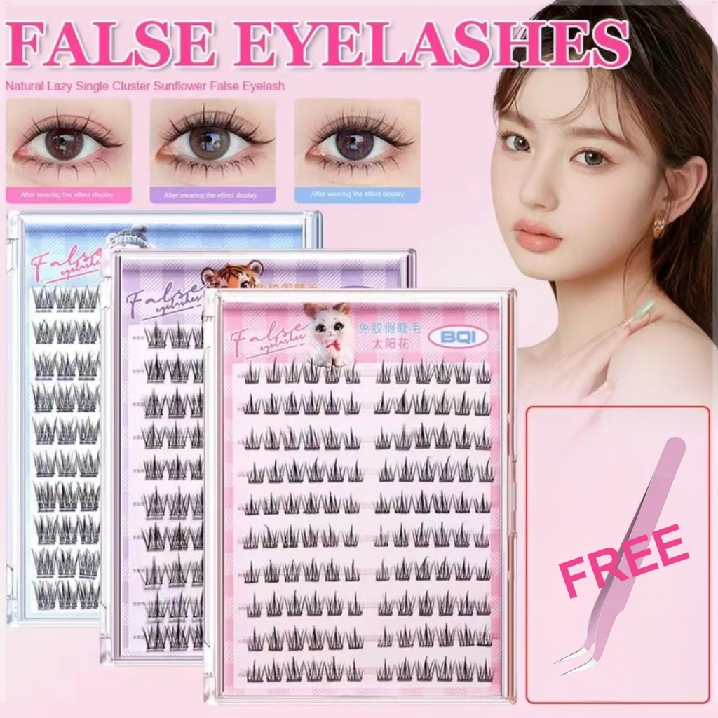 BQI ขนตาปลอมแบบมีกาวในตัว ผู้หญิง แต่งหน้า ขนตาปลอม ไม่ต้อง กาวติดขนตา 10 แถว 100/120 กระจุกต่อกล่อง ขนตา ขนตาสายฝอ - รูปที่ 3