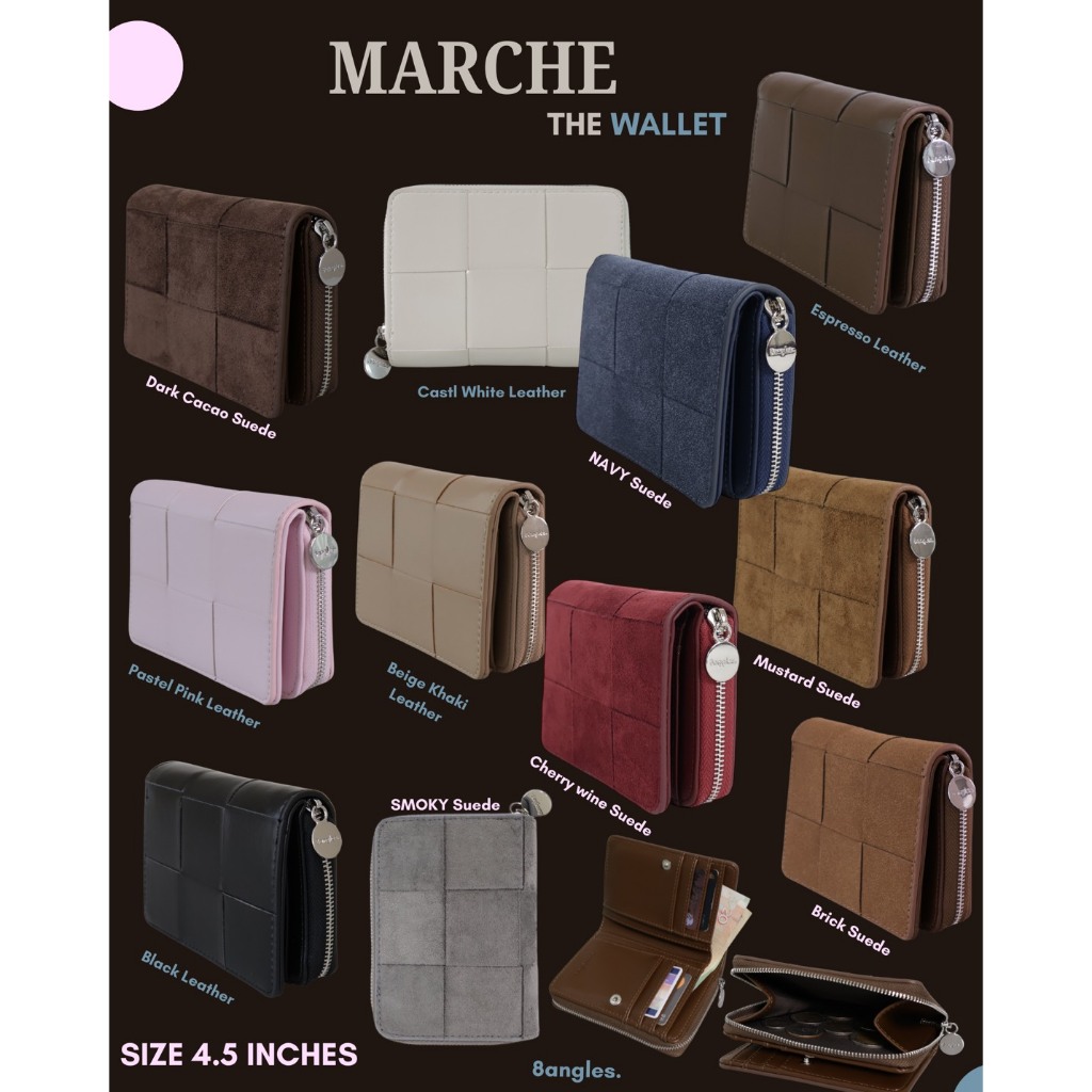 8anglesshop- กระเป๋าตัง Marche the wallet ช่องเยอะ มีช่องใส่บัตร/เหรียญ ขนาด4.5นิ้ว E015