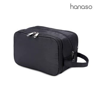 Hanaso กระเป๋าอาบน้ำสีดำ กระเป๋าจัดระเบียบเดินทาง toiletry bag สำหรับออกค่าย มีหลายช่อง เป็นสัดส่วน