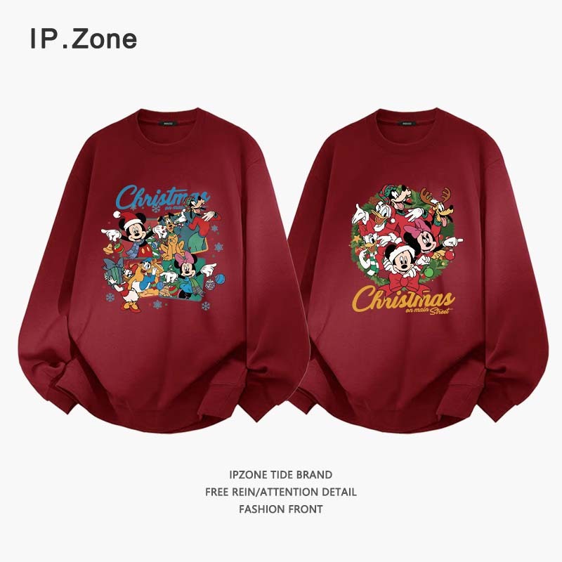Sweatshirts Merry Christmas Mickey Mouse หนา นุ่ม ใส่สบาย พิมพ์อินเทรนด์ที่เรียบง่าย (จัดส่งตลอด 24 ชั่วโมง)