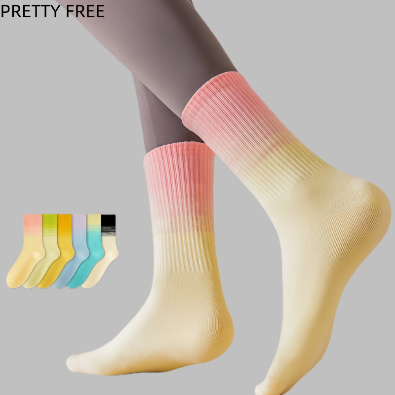 PRETTY FREE ถุงเท้าโยคะสำหรับสวมใส่ด้านนอกที่ดูดซับเหงื่อและป้องกันกลิ่นสำหรับผู้หญิง ทรงกลางน่อง