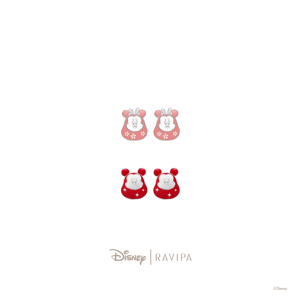 Ravipa | Mickey Mouse & Minnie Mouse Daruma Studs - ต่างหู