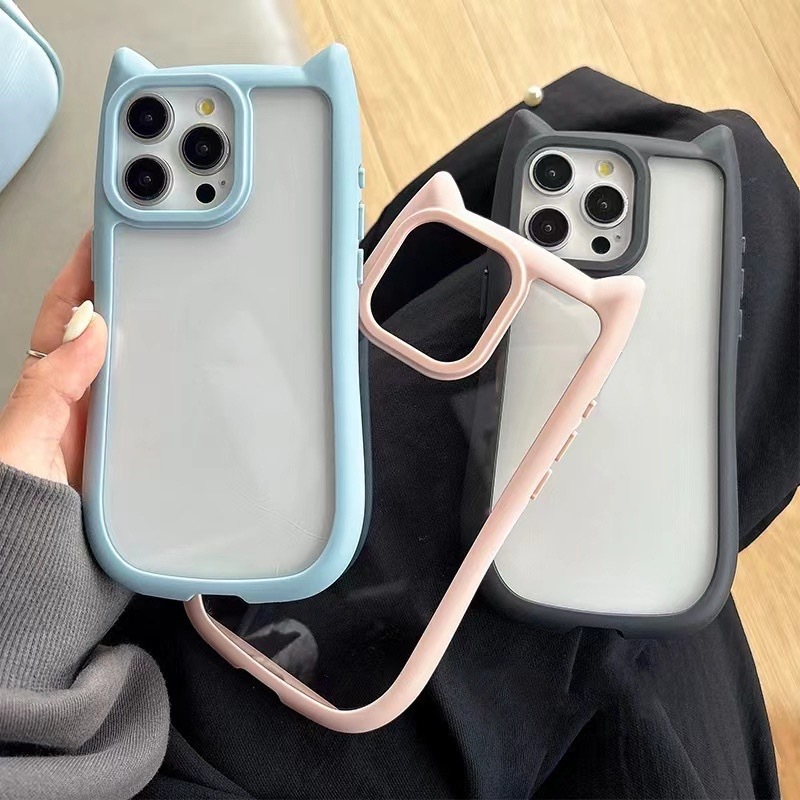 เคสโทรศัพท์ For iPhone 11 13 16 Pro Max 17 Case iPhone 13 14 15 Pro Max 12 13 Pro Max XR XS Max การ์ตูน น่ารัก หูแมว INS