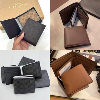 COACH กระเป๋าสตางค์ชาย รุ่น Double BILLFOLD WALLET IN SIGNAT…