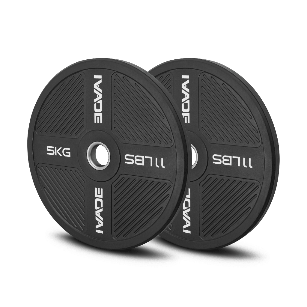 [PRE-ORDER 30 วัน]  แผ่นน้ำหนัก 5KG x 2 แผ่น Bumper Plate (รูขนาด 2 นิ้ว) รุ่น MD1056 - เครื่องออกกำลังกาย แบรนด์ IVADE