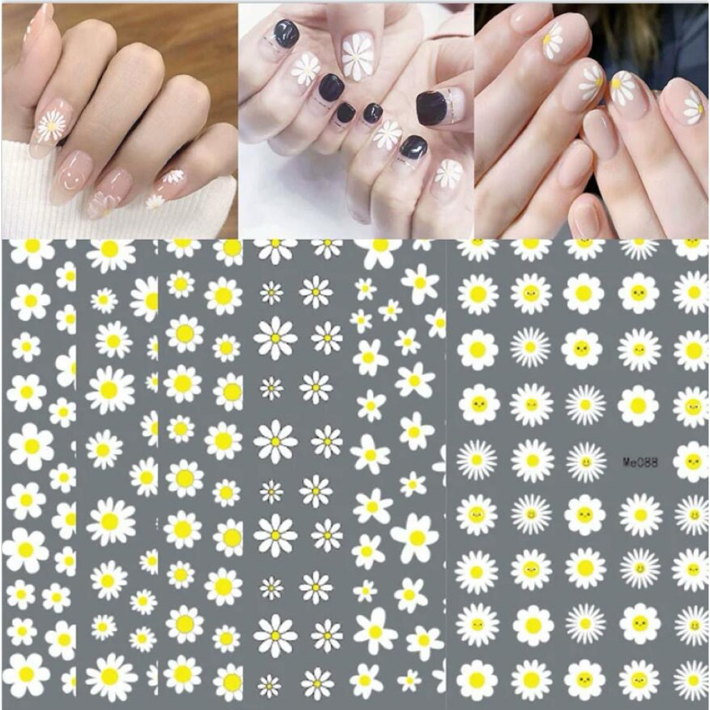 สติกเกอร์ติดเล็บ 3D ลายดอกไม้น่ารัก มุ้งมิ้ง แผ่นละ 9 บาท สินค้าพร้อมส่งในไทย