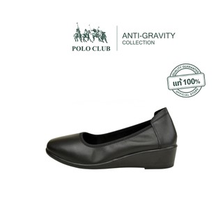 POLO CLUB รองเท้าหนัง รุ่น AG-1936 สีดำ | รองเท้าคัดชูผู้หญิง สูง 1.5 นิ้ว