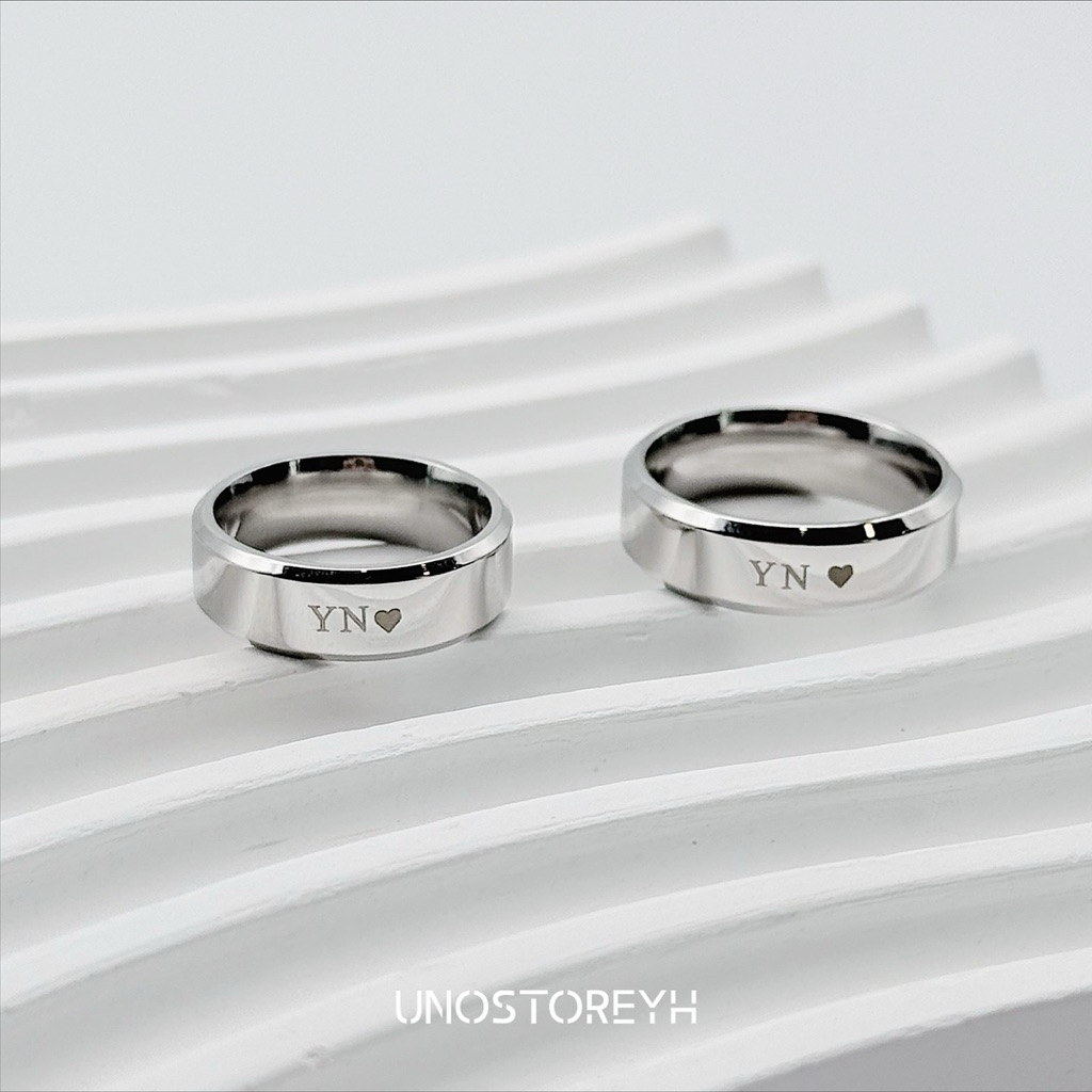 Ordie Ring💎 แหวนสลักชื่อ สแตนเลสแท้ กว้าง6มิล(เลเซอร์เฉพาะภาษาอังฤษ ไม่เกิน8ตัว) UNO076