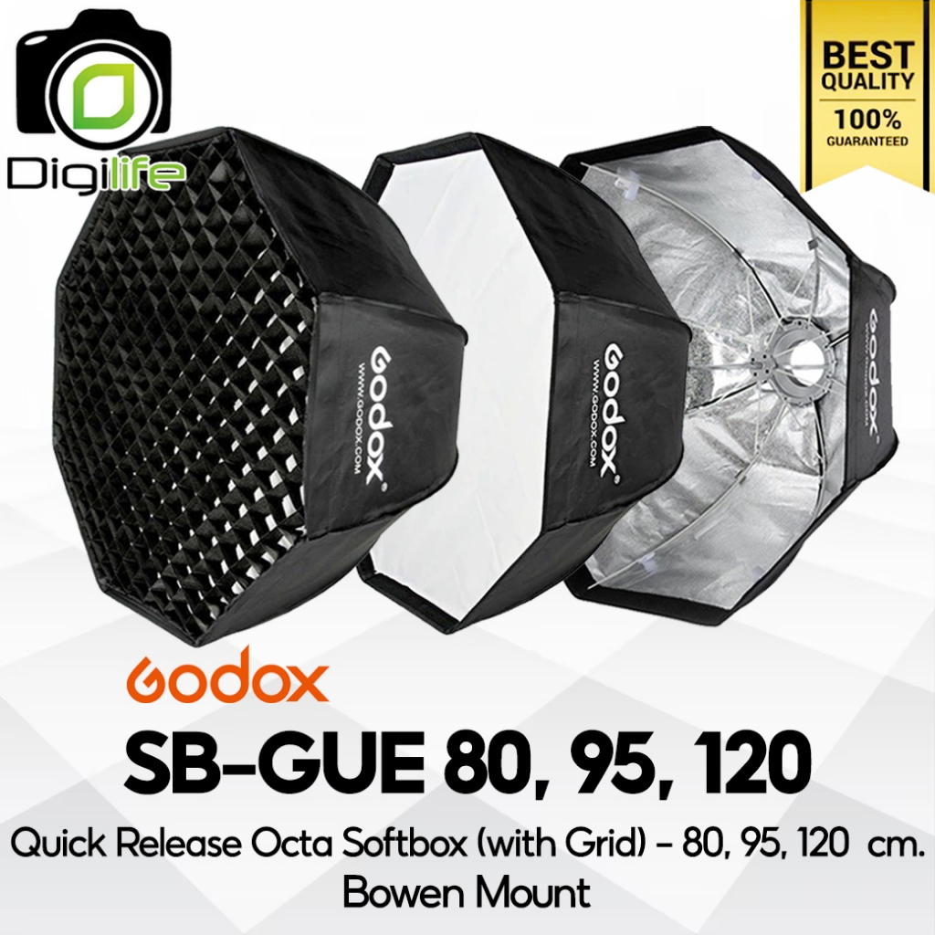 Godox Softbox SB-GUE 80, SB-GUE 95, SB-GUE 120 cm. Quick Release Octa Softbox – With Grid – Bowen Mount / Digilife