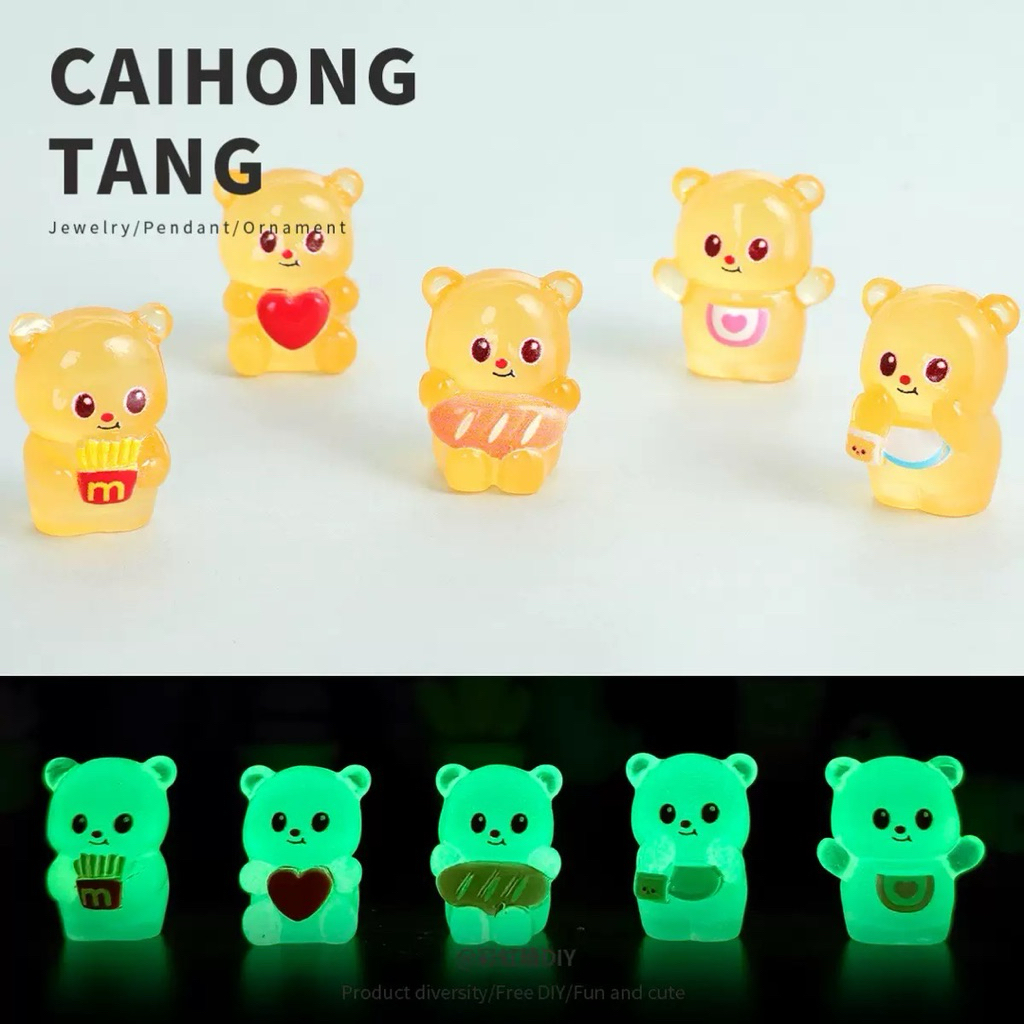 🇹🇭 หมีเนย 3D เรืองแสง เรซิ่นเรืองแสง สำหรับตกแต่ง DIY