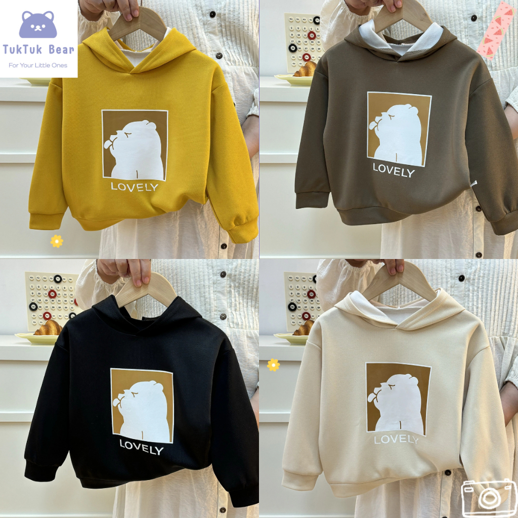 เสื้อแขนยาวเด็ก เสื้อฮู้ด ลายหมี กันหนาว สไตล์เกาหลี พร้อมส่ง
