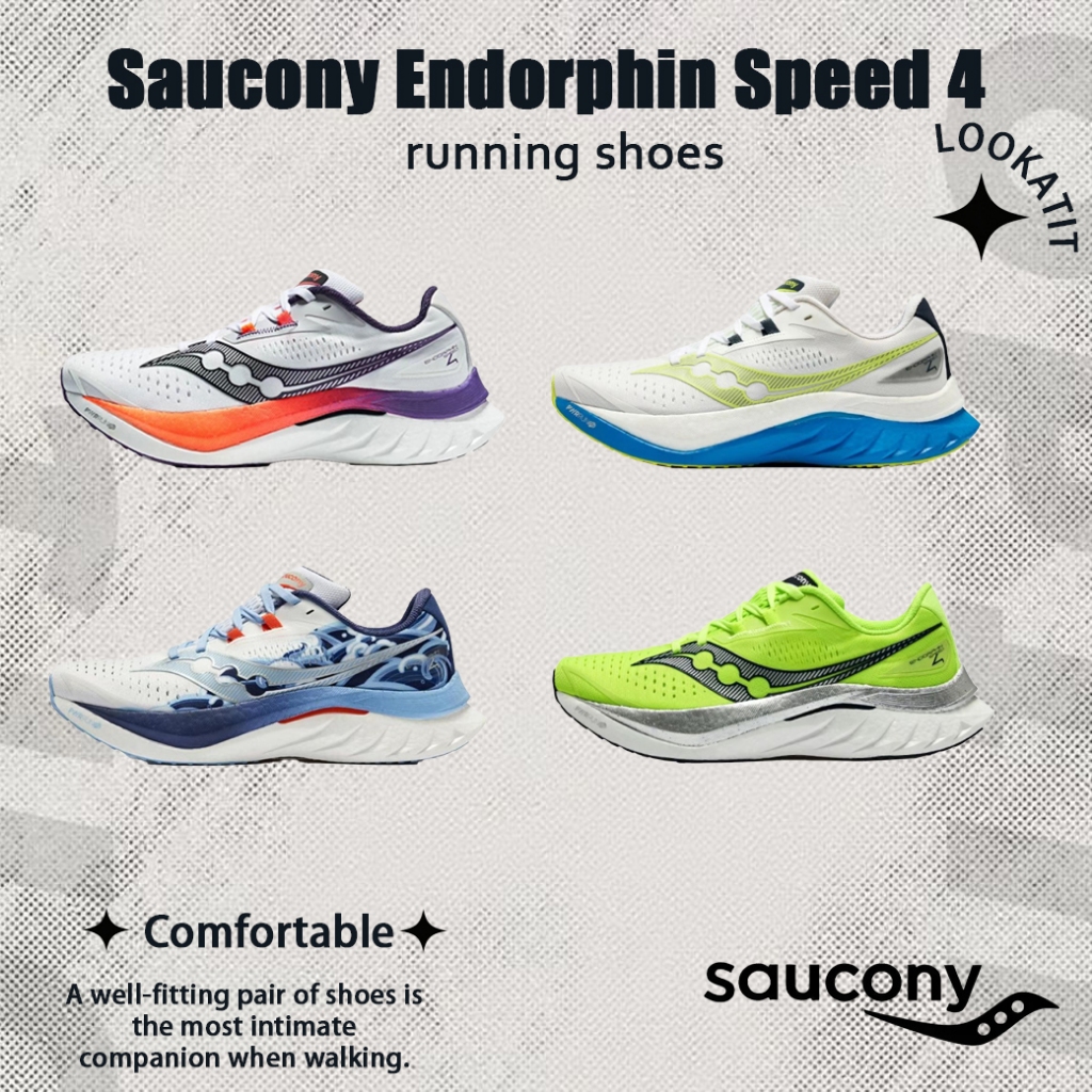 【ของแท้ 100%】SAUCONY Endorphin Speed 4 รองเท้าวิ่งสำหรับออกกำลังกายและกิจกรรมกลางแจ้ง